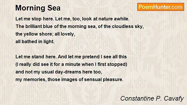 Constantine P. Cavafy - Morning Sea