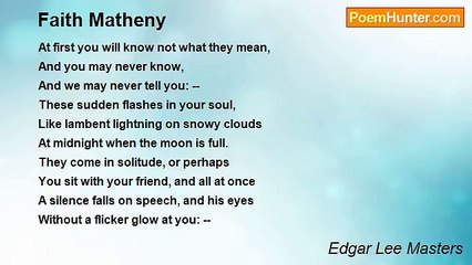 Edgar Lee Masters - Faith Matheny