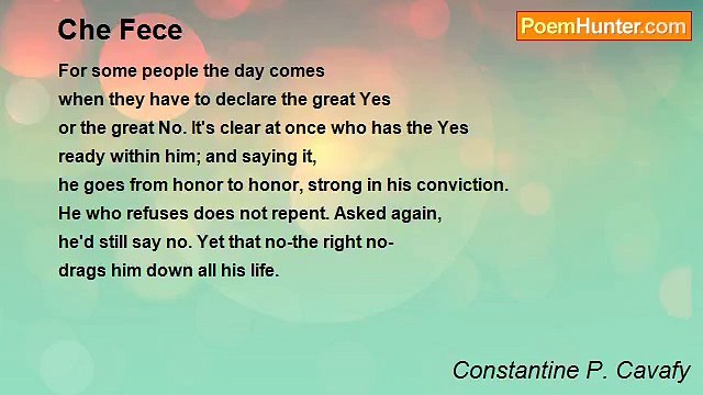 Constantine P. Cavafy - Che Fece