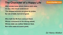 Sir Henry Wotton - The Character of a Happy Life