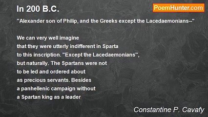Constantine P. Cavafy - In 200 B.C.