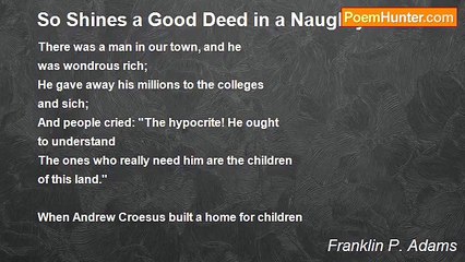 Franklin P. Adams - So Shines a Good Deed in a Naughty World