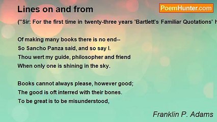 Franklin P. Adams - Lines on and from