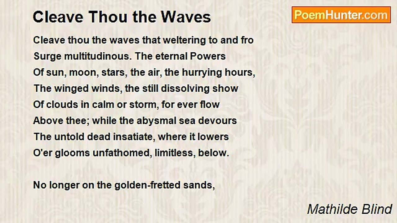 Mathilde Blind - Cleave Thou the Waves