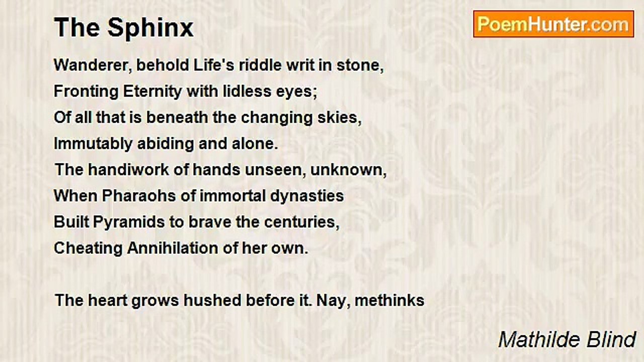 Mathilde Blind - The Sphinx