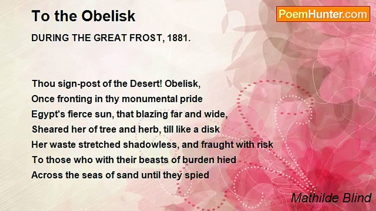 Mathilde Blind - To the Obelisk