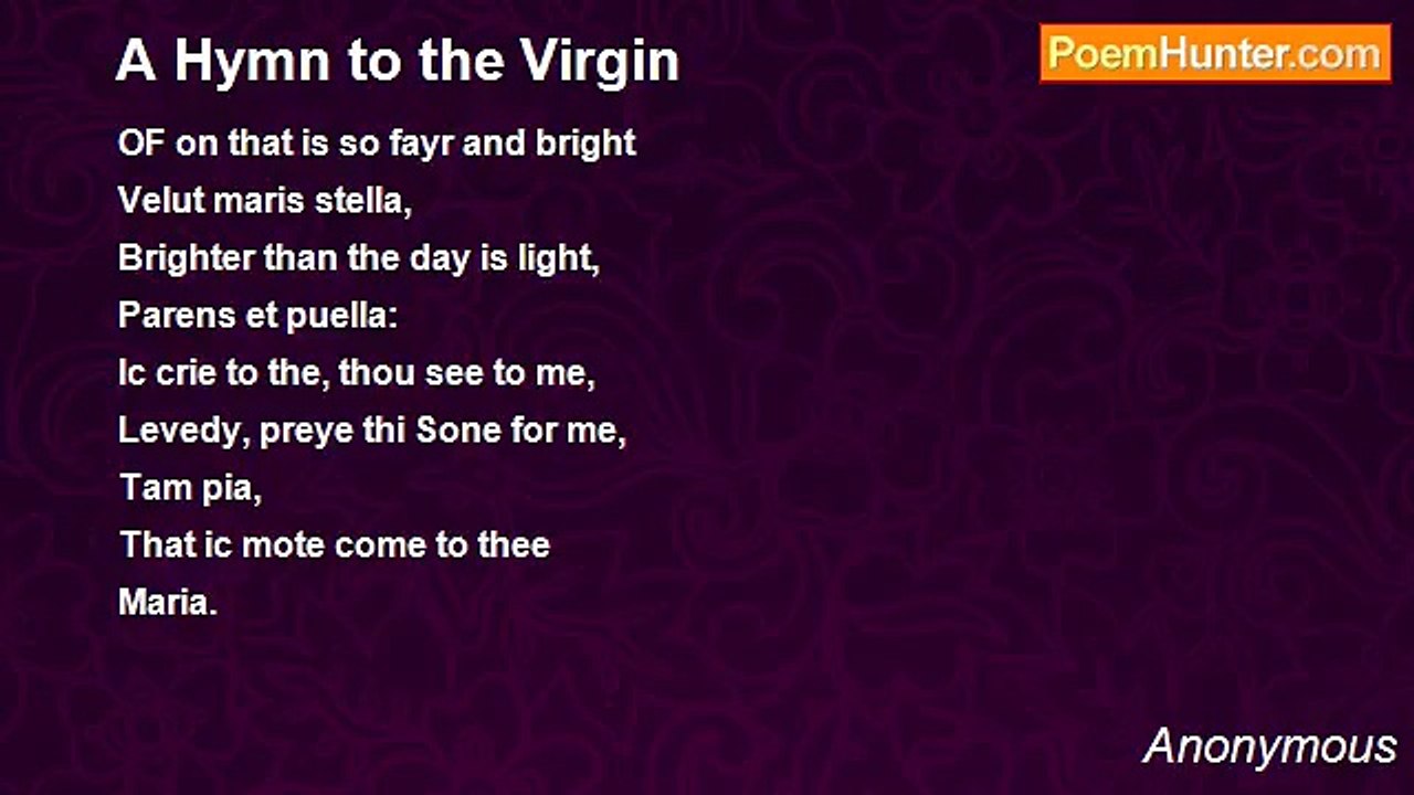 Anonymous - A Hymn to the Virgin