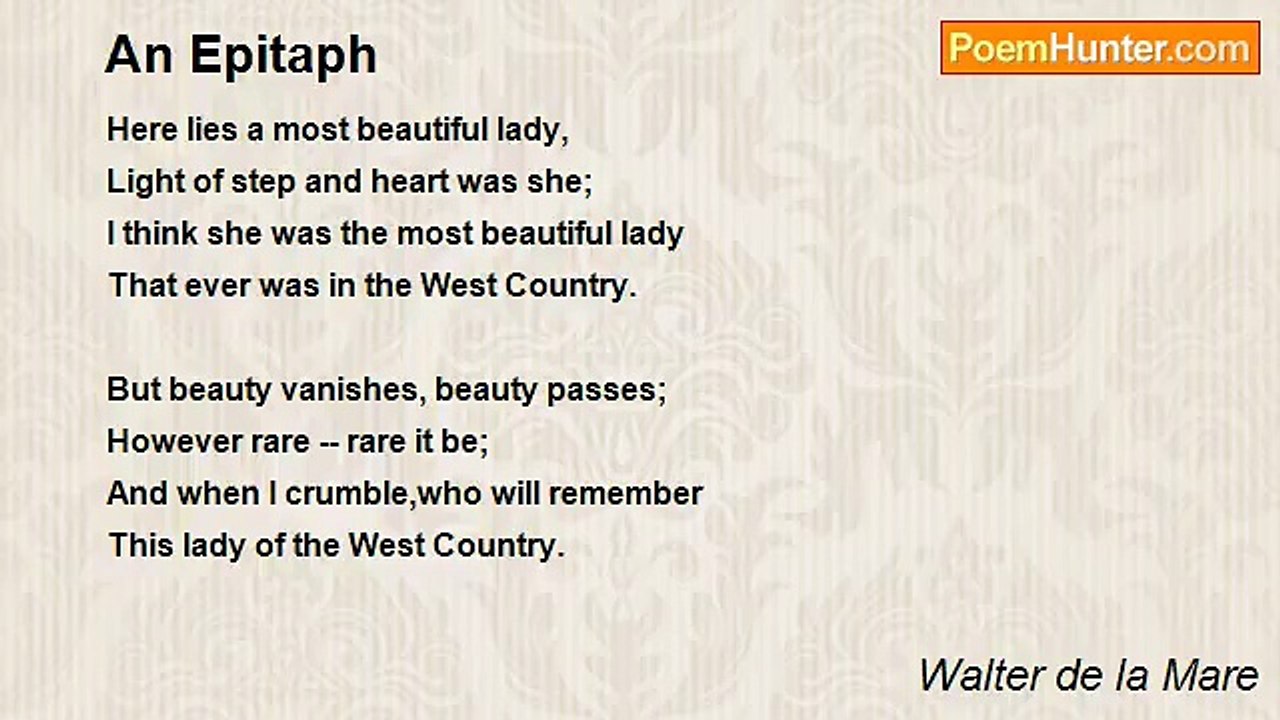 Walter de la Mare - An Epitaph