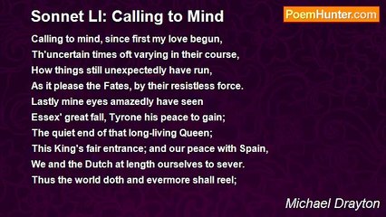 Michael Drayton - Sonnet LI: Calling to Mind