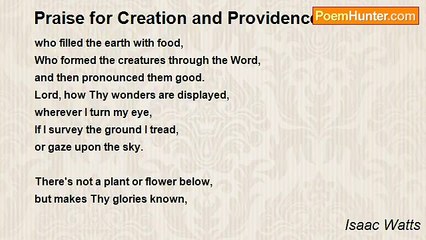 Isaac Watts - Praise for Creation and Providence
