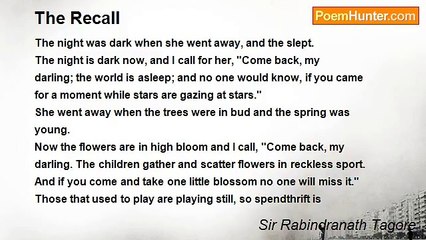 Sir Rabindranath Tagore - The Recall