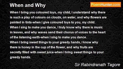 Sir Rabindranath Tagore - When and Why