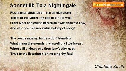 Charlotte Smith - Sonnet III: To a Nightingale