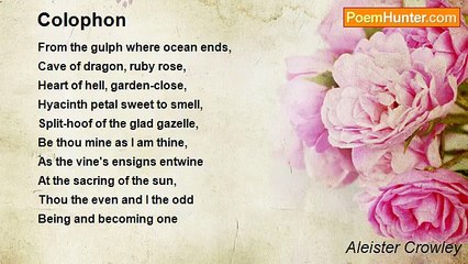 Aleister Crowley - Colophon