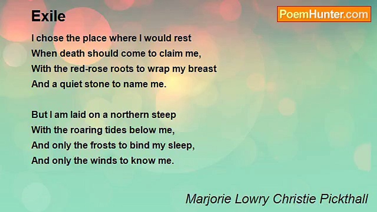 Marjorie Lowry Christie Pickthall - Exile