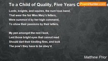 Matthew Prior - To a Child of Quality, Five Years Old, the Author Suppos'd Forty