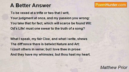 Matthew Prior - A Better Answer