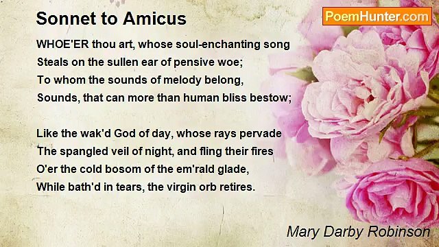 Mary Darby Robinson - Sonnet to Amicus