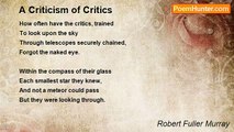 Robert Fuller Murray - A Criticism of Critics