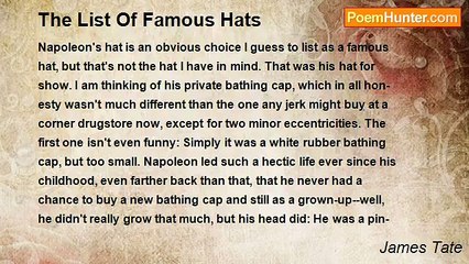 James Tate - The List Of Famous Hats