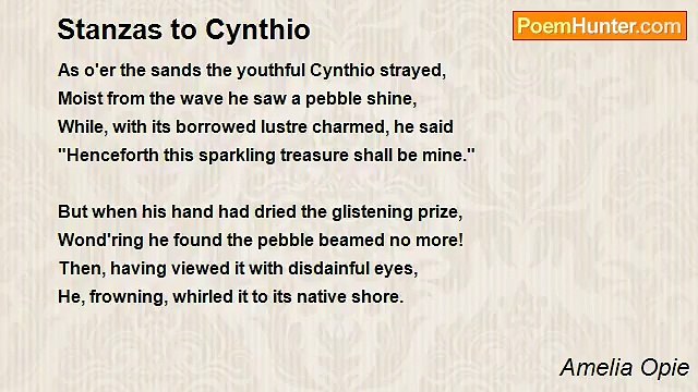 Amelia Opie - Stanzas to Cynthio