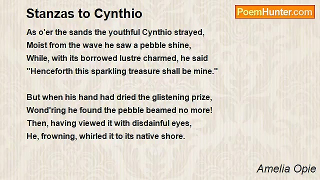 Amelia Opie - Stanzas to Cynthio