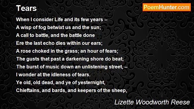 Lizette Woodworth Reese - Tears
