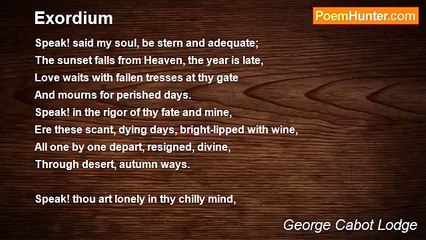 George Cabot Lodge - Exordium