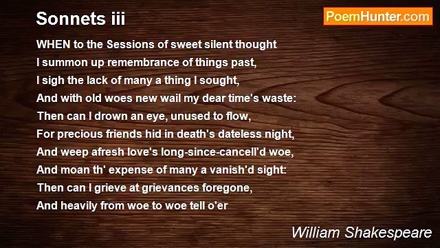 William Shakespeare - Sonnets iii