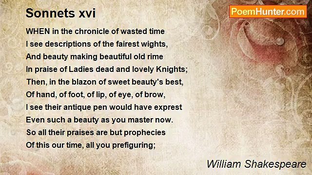 William Shakespeare - Sonnets xvi