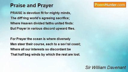 Sir William Davenant - Praise and Prayer