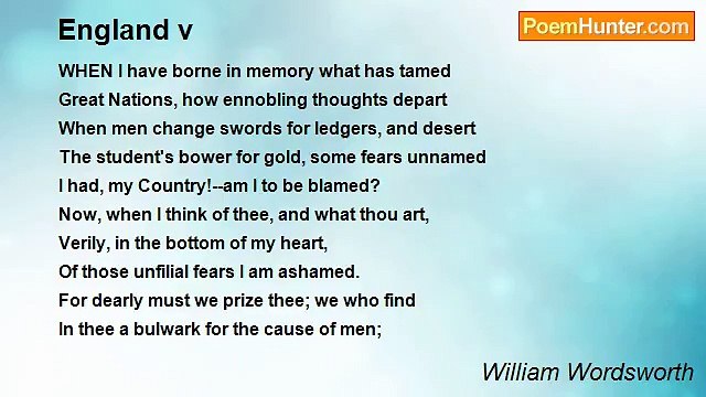 William Wordsworth - England v