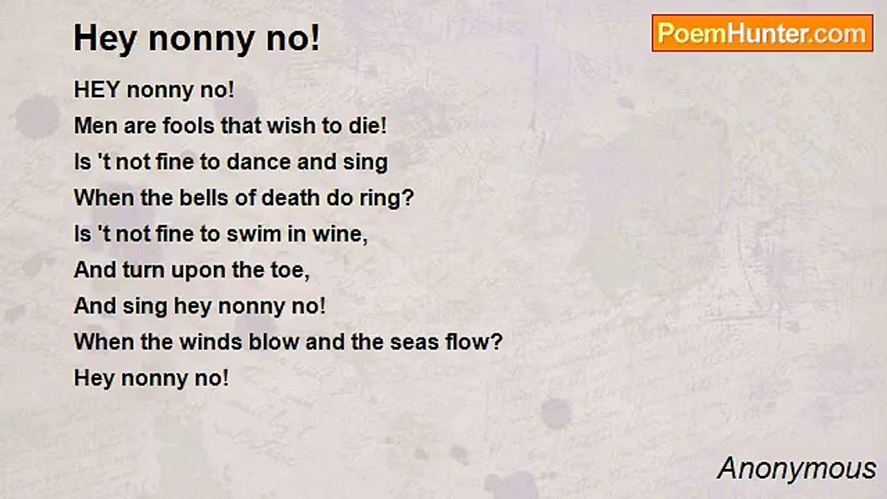 Anonymous - Hey nonny no!