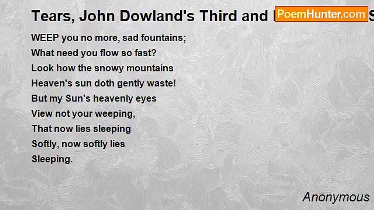Anonymous - Tears, John Dowland's Third and Last Book of Songs or Airs