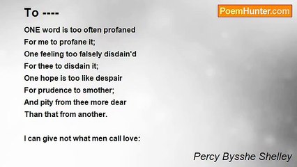 Percy Bysshe Shelley - To ----
