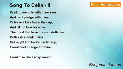 Benjamin Jonson - Song To Celia - II