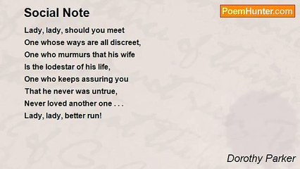 Dorothy Parker - Social Note