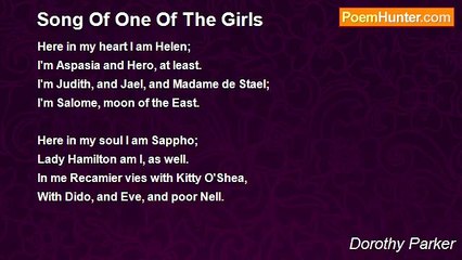 Dorothy Parker - Song Of One Of The Girls