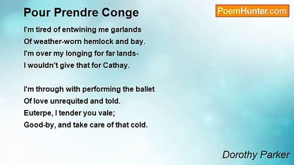 Dorothy Parker - Pour Prendre Conge