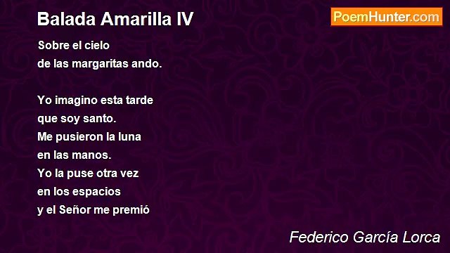 Federico García Lorca - Balada Amarilla IV