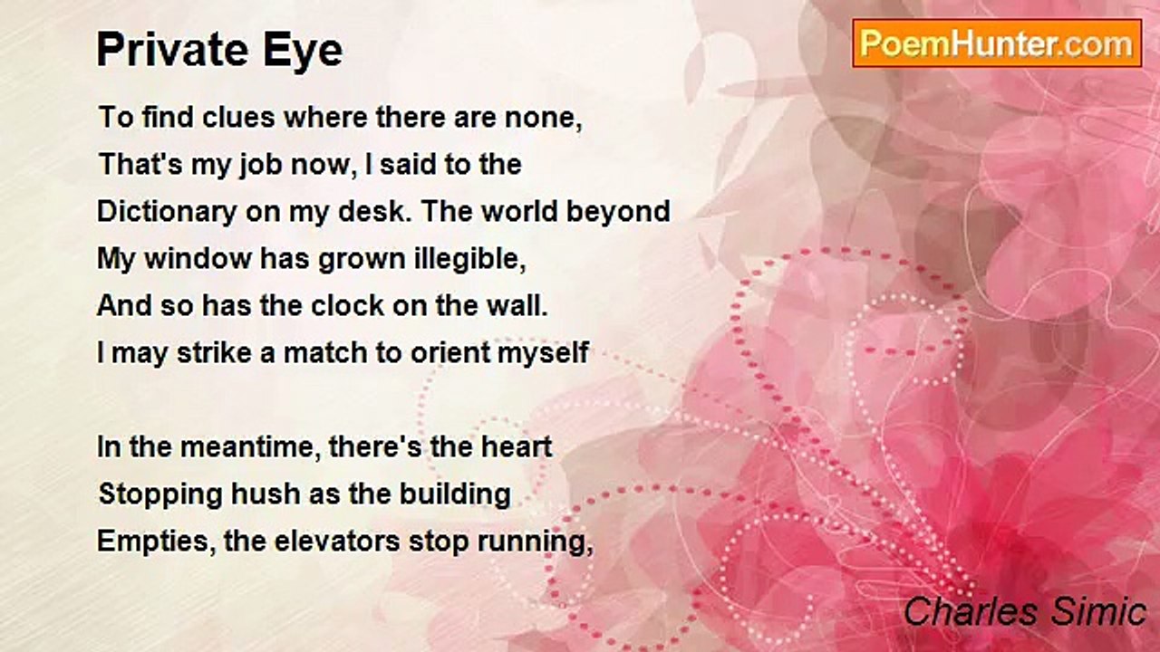 Charles Simic - Private Eye