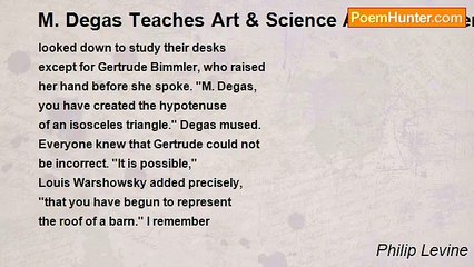 Philip Levine - M. Degas Teaches Art & Science At Durfee Intermediate School--Detroit, 1942