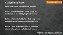 Archie Randolph Ammons - Called Into Play