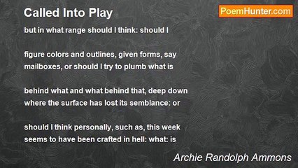Archie Randolph Ammons - Called Into Play