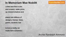 Archie Randolph Ammons - In Memoriam Mae Noblitt