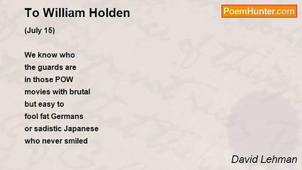David Lehman - To William Holden