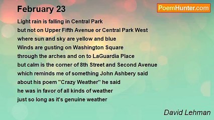David Lehman - February 23
