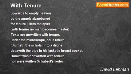 David Lehman - With Tenure
