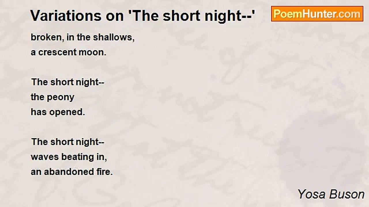 Yosa Buson - Variations on 'The short night--'