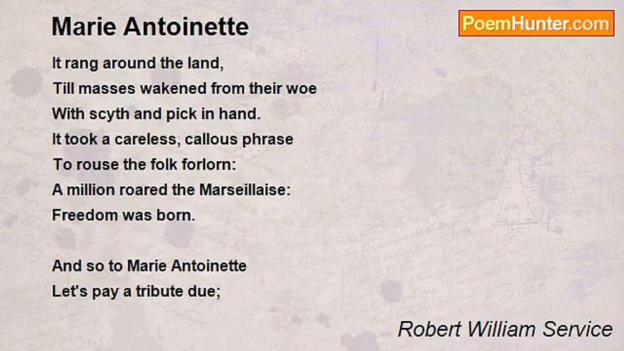 Robert William Service - Marie Antoinette